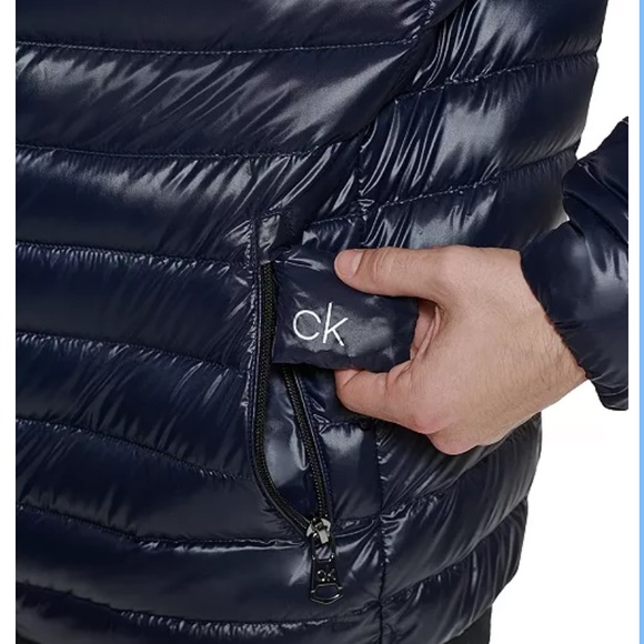 NWT CALVIN KLEIN Packable Down Jacket Hooded Zip Up - Picture 4 of 16